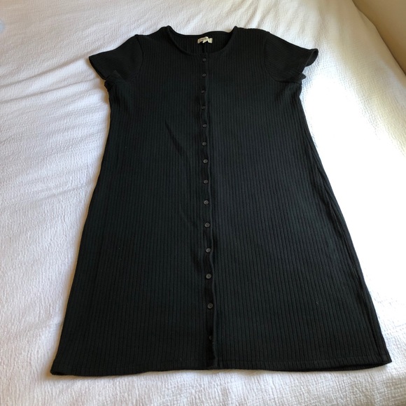 Madewell Button-Front Ribbed Mini Dress - Picture 3 of 6